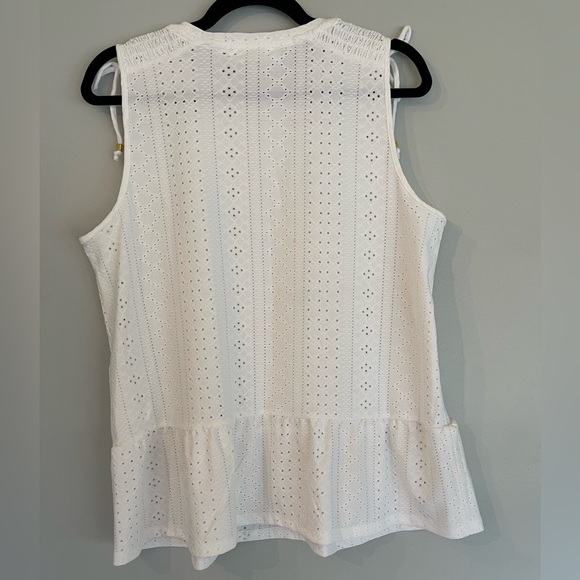 𝅺michael Kors Eyelet Peplum Sleeveless Top - Picture 7 of 11